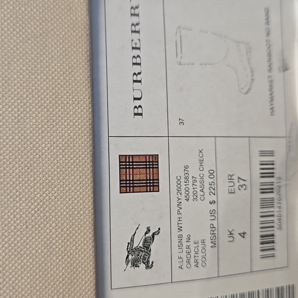 NEW Burberry Plaid Rain Boots - Picture 13 of 13